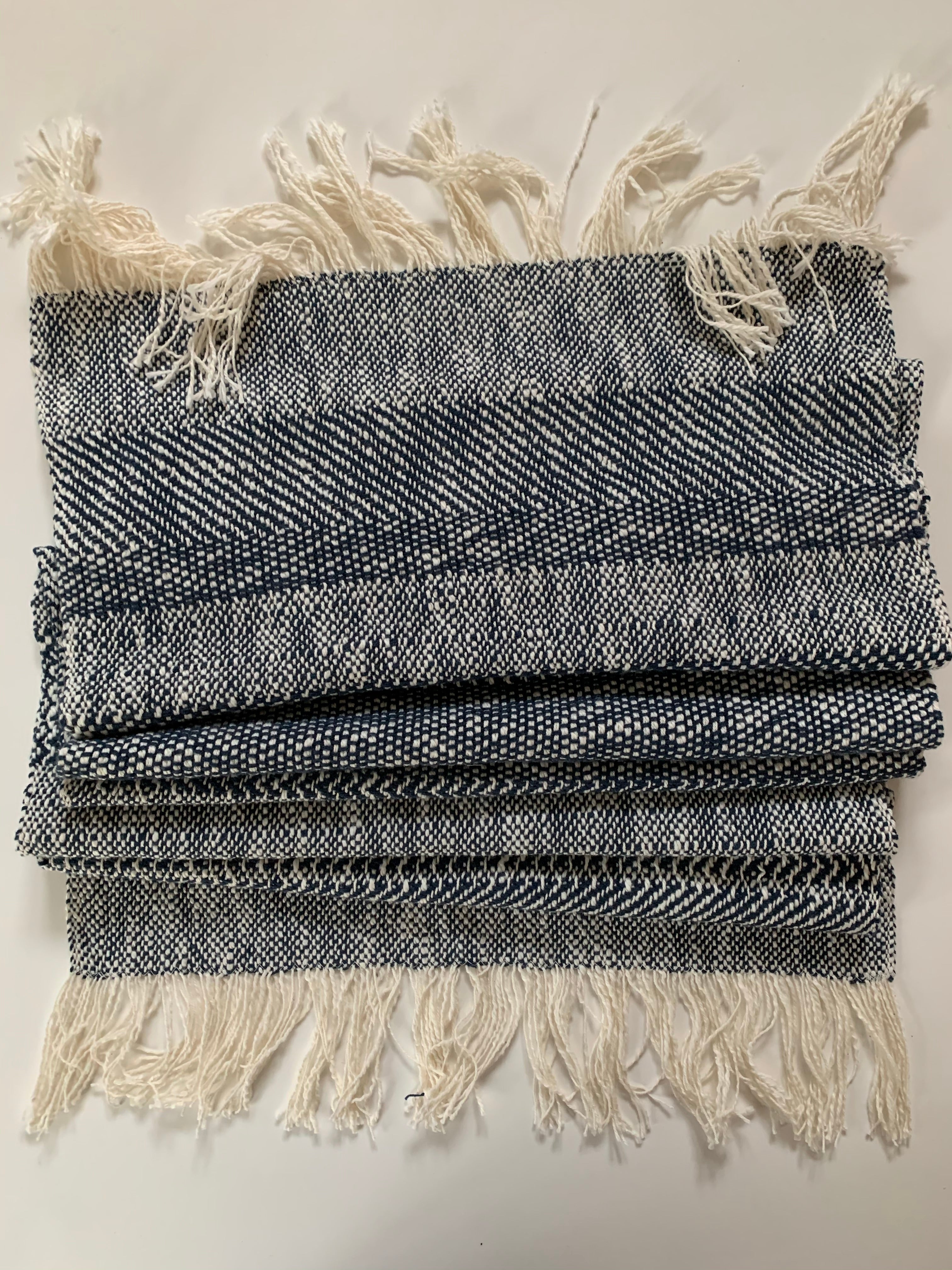 Navy Blue Pattern Scarf • WIDE