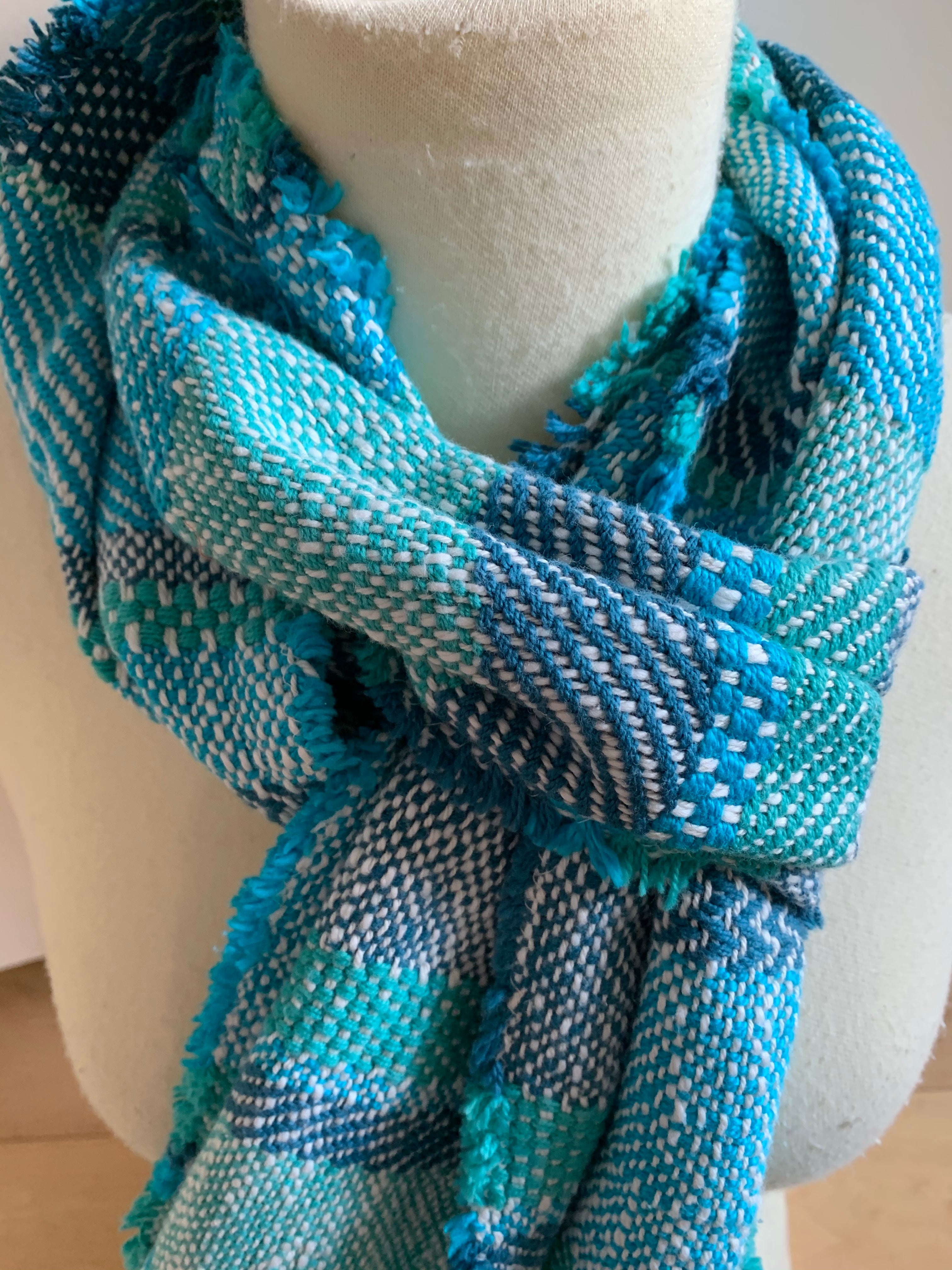 Blue Fringe Scarf