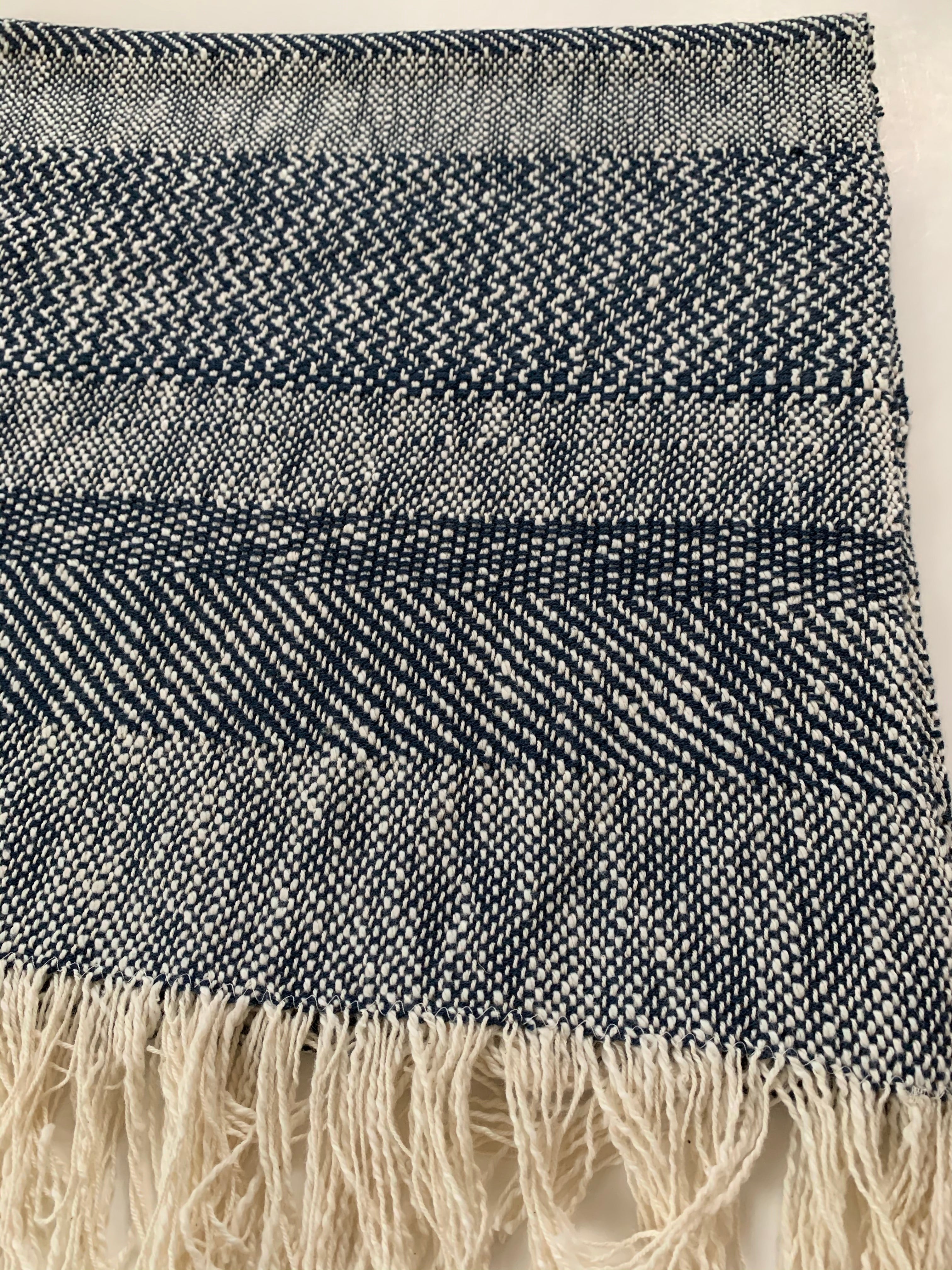 Navy Blue Pattern Scarf • WIDE