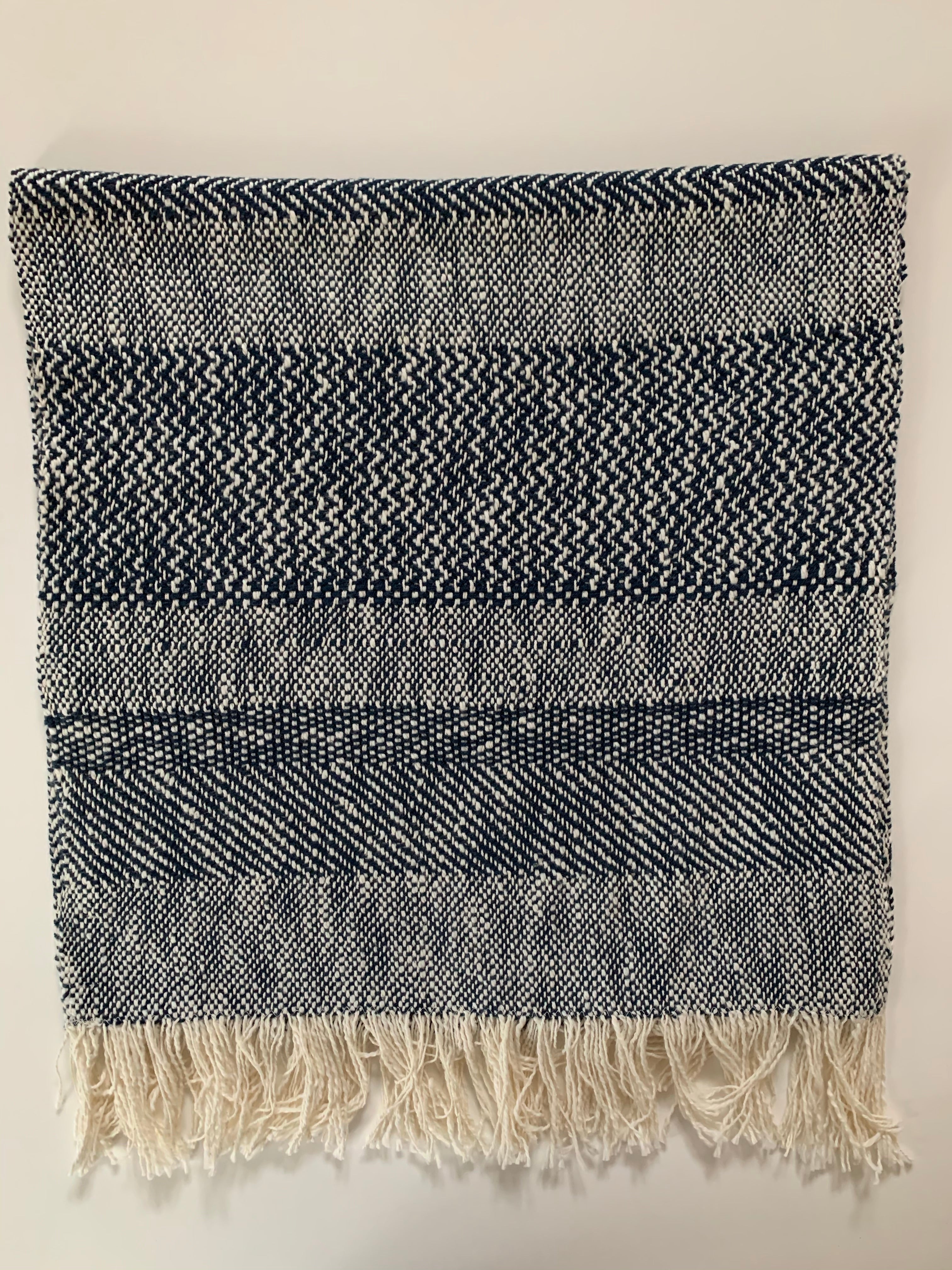 Navy Blue Pattern Scarf • WIDE