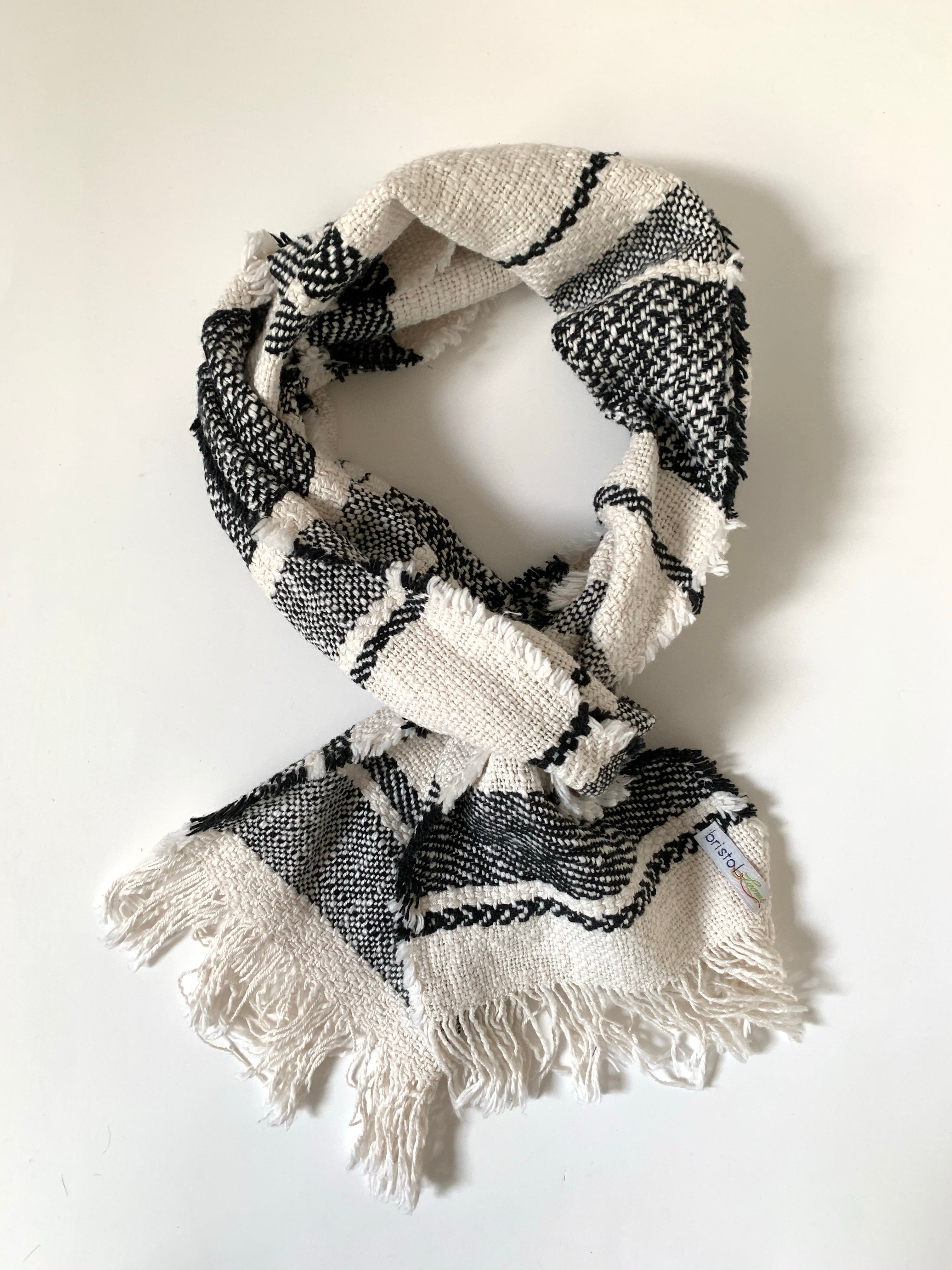 Black & White Fringe Scarf