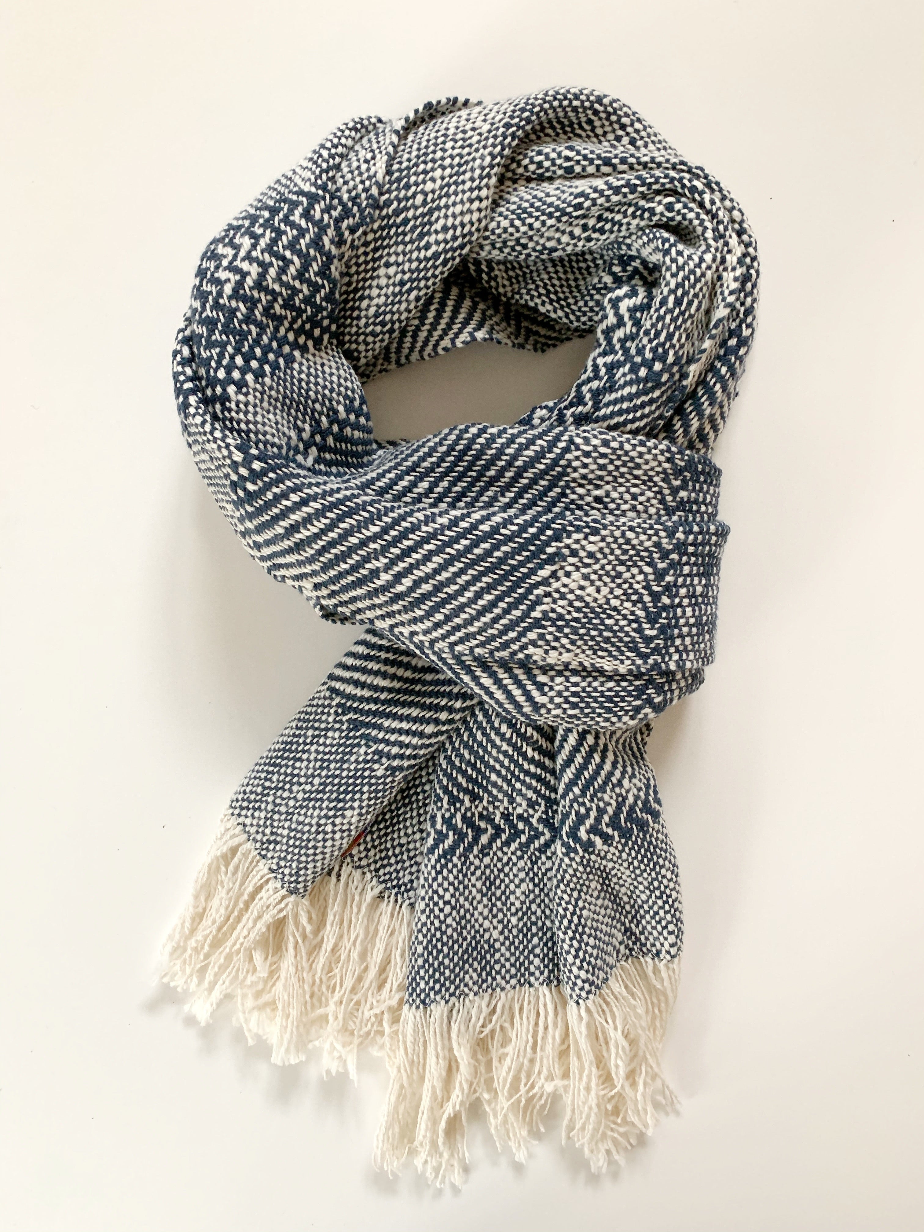 Navy Blue Pattern Scarf • WIDE